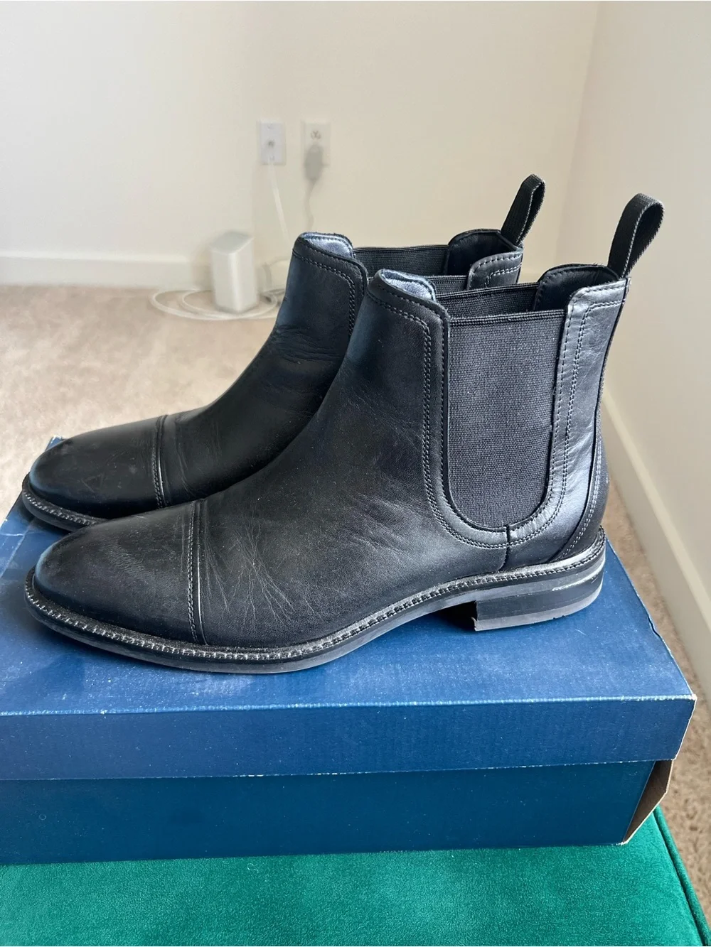 Cole Haan Black Leather Chelsea Boot - Cap Toe Slip-On